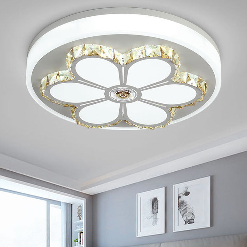 Modern Flower Pattern Flush Ceiling Light Crystal and Acrylic White/3 Color LED Ceiling Light in Brown/White White White D Clearhalo 'Ceiling Lights' 'Close To Ceiling Lights' 'Close to ceiling' 'Flush mount' Lighting' 151993