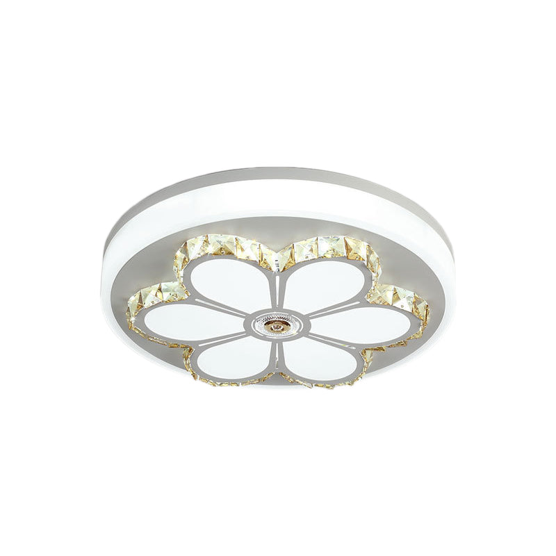 Modern Flower Pattern Flush Ceiling Light Crystal and Acrylic White/3 Color LED Ceiling Light in Brown/White Clearhalo 'Ceiling Lights' 'Close To Ceiling Lights' 'Close to ceiling' 'Flush mount' Lighting' 151995