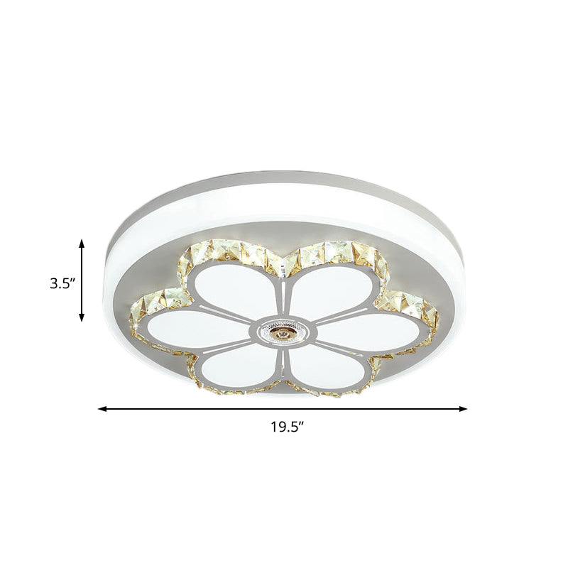 Modern Flower Pattern Flush Ceiling Light Crystal and Acrylic White/3 Color LED Ceiling Light in Brown/White Clearhalo 'Ceiling Lights' 'Close To Ceiling Lights' 'Close to ceiling' 'Flush mount' Lighting' 151996