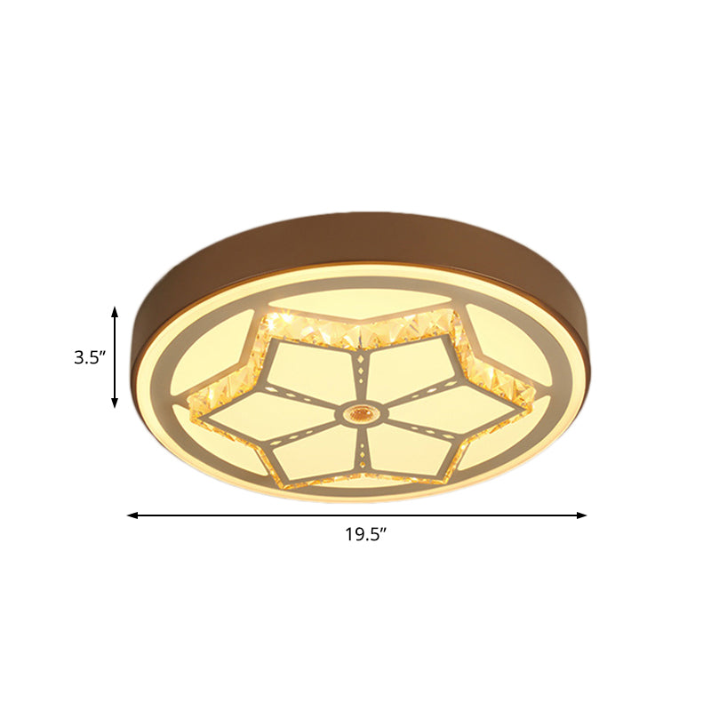 Brown/White Round Flushmount Light Modern Acrylic White/3 Color LED Ceiling Lamp with Crystal Deco for Bedroom Clearhalo 'Ceiling Lights' 'Close To Ceiling Lights' 'Close to ceiling' 'Flush mount' Lighting' 152085