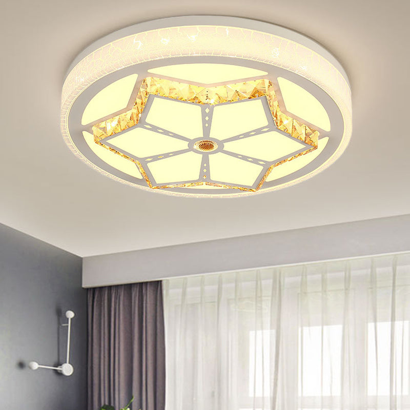 Brown/White Round Flushmount Light Modern Acrylic White/3 Color LED Ceiling Lamp with Crystal Deco for Bedroom White 3 Color C Clearhalo 'Ceiling Lights' 'Close To Ceiling Lights' 'Close to ceiling' 'Flush mount' Lighting' 152086