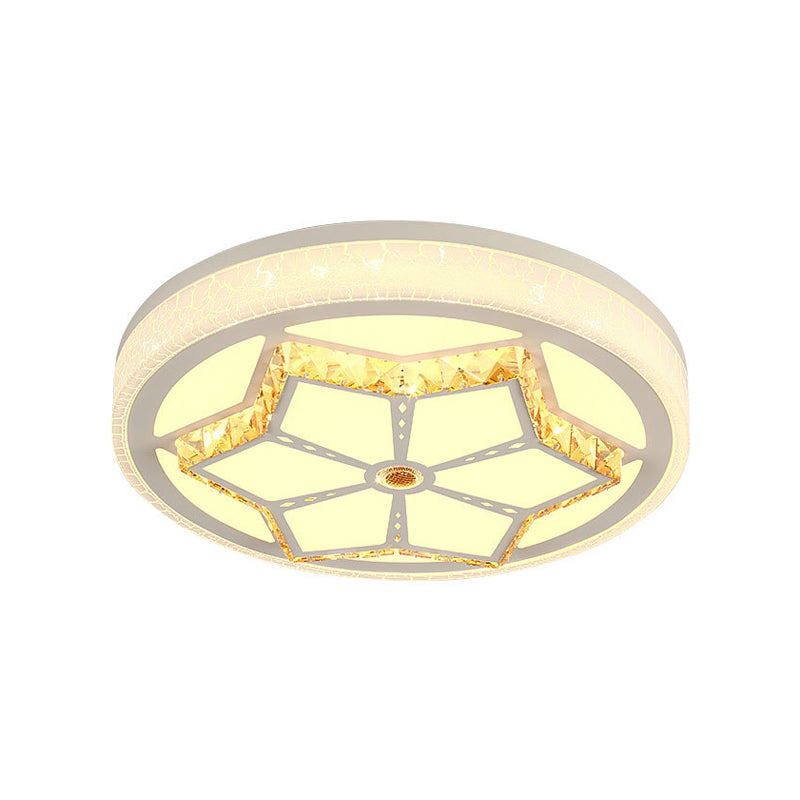 Brown/White Round Flushmount Light Modern Acrylic White/3 Color LED Ceiling Lamp with Crystal Deco for Bedroom Clearhalo 'Ceiling Lights' 'Close To Ceiling Lights' 'Close to ceiling' 'Flush mount' Lighting' 152088