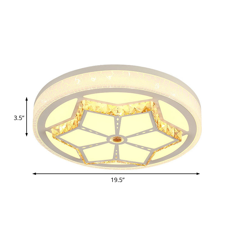 Brown/White Round Flushmount Light Modern Acrylic White/3 Color LED Ceiling Lamp with Crystal Deco for Bedroom Clearhalo 'Ceiling Lights' 'Close To Ceiling Lights' 'Close to ceiling' 'Flush mount' Lighting' 152089