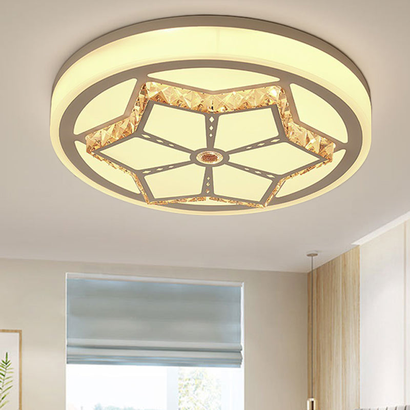 Brown/White Round Flushmount Light Modern Acrylic White/3 Color LED Ceiling Lamp with Crystal Deco for Bedroom White 3 Color D Clearhalo 'Ceiling Lights' 'Close To Ceiling Lights' 'Close to ceiling' 'Flush mount' Lighting' 152090