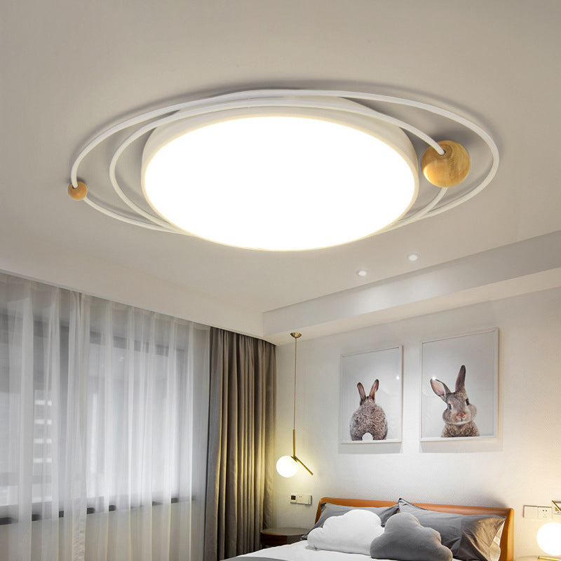 21"/26"/31" Dia Round Flush Mount Light with Orbit Design Nordic Metal Gray/White/Green LED Ceiling Flush Mount for Bedroom in warm/White/Neutral White Clearhalo 'Ceiling Lights' 'Close To Ceiling Lights' 'Close to ceiling' 'Flush mount' Lighting' 152094