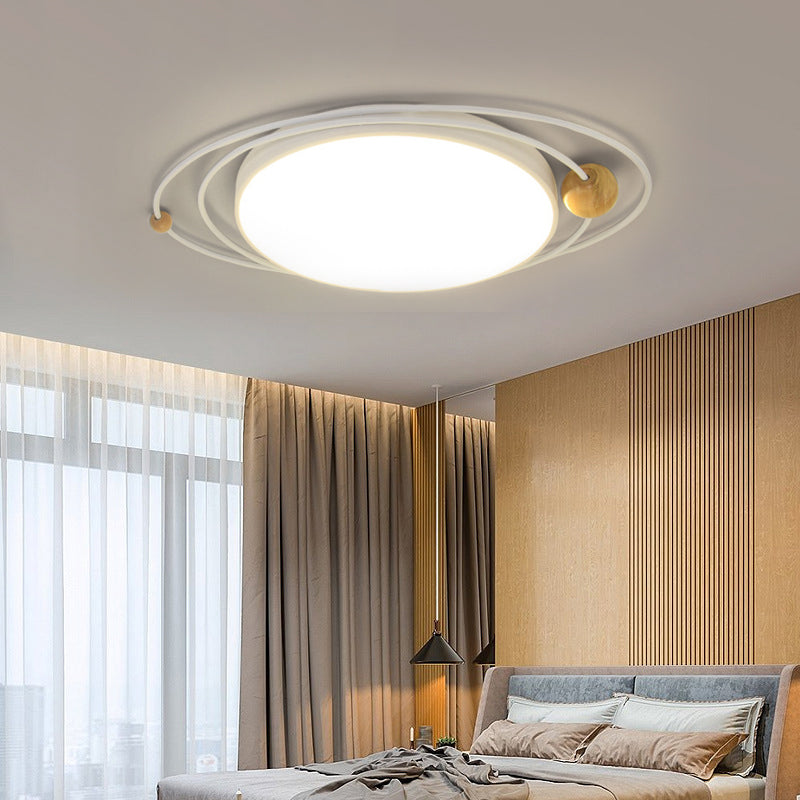 21"/26"/31" Dia Round Flush Mount Light with Orbit Design Nordic Metal Gray/White/Green LED Ceiling Flush Mount for Bedroom in warm/White/Neutral Clearhalo 'Ceiling Lights' 'Close To Ceiling Lights' 'Close to ceiling' 'Flush mount' Lighting' 152096