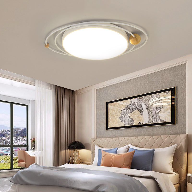 21"/26"/31" Dia Round Flush Mount Light with Orbit Design Nordic Metal Gray/White/Green LED Ceiling Flush Mount for Bedroom in warm/White/Neutral Clearhalo 'Ceiling Lights' 'Close To Ceiling Lights' 'Close to ceiling' 'Flush mount' Lighting' 152097