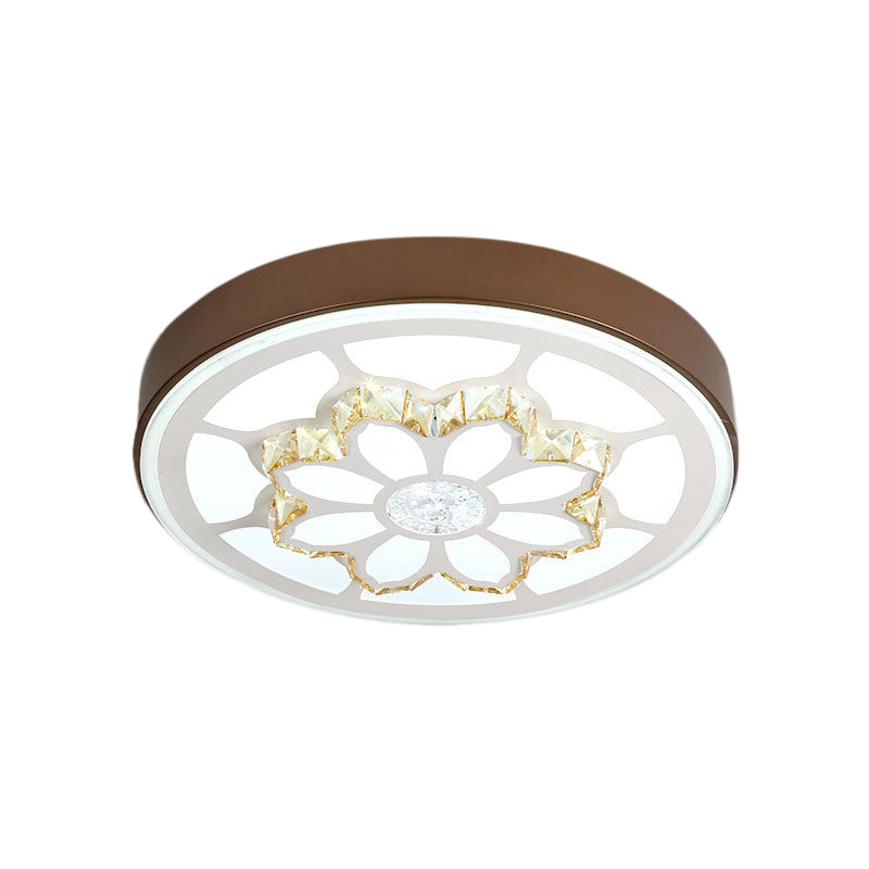 LED Flower Ceiling Light Modernist Acrylic and Crystal White/3 Color Lighting Ceiling Mount Light in Brown/White Clearhalo 'Ceiling Lights' 'Close To Ceiling Lights' 'Close to ceiling' 'Flush mount' Lighting' 152123