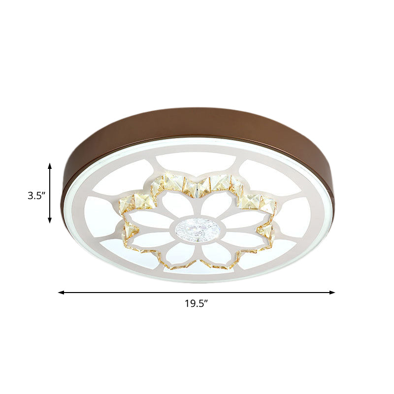 LED Flower Ceiling Light Modernist Acrylic and Crystal White/3 Color Lighting Ceiling Mount Light in Brown/White Clearhalo 'Ceiling Lights' 'Close To Ceiling Lights' 'Close to ceiling' 'Flush mount' Lighting' 152124