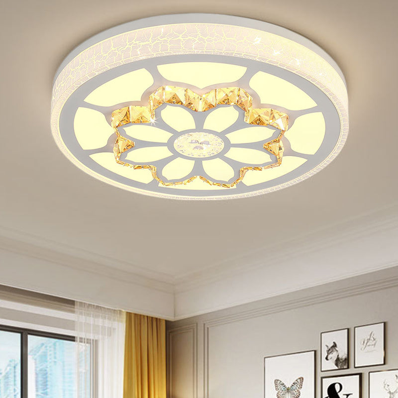 LED Flower Ceiling Light Modernist Acrylic and Crystal White/3 Color Lighting Ceiling Mount Light in Brown/White White 3 Color C Clearhalo 'Ceiling Lights' 'Close To Ceiling Lights' 'Close to ceiling' 'Flush mount' Lighting' 152125