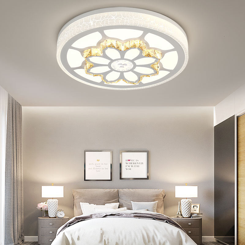 LED Flower Ceiling Light Modernist Acrylic and Crystal White/3 Color Lighting Ceiling Mount Light in Brown/White White White C Clearhalo 'Ceiling Lights' 'Close To Ceiling Lights' 'Close to ceiling' 'Flush mount' Lighting' 152126