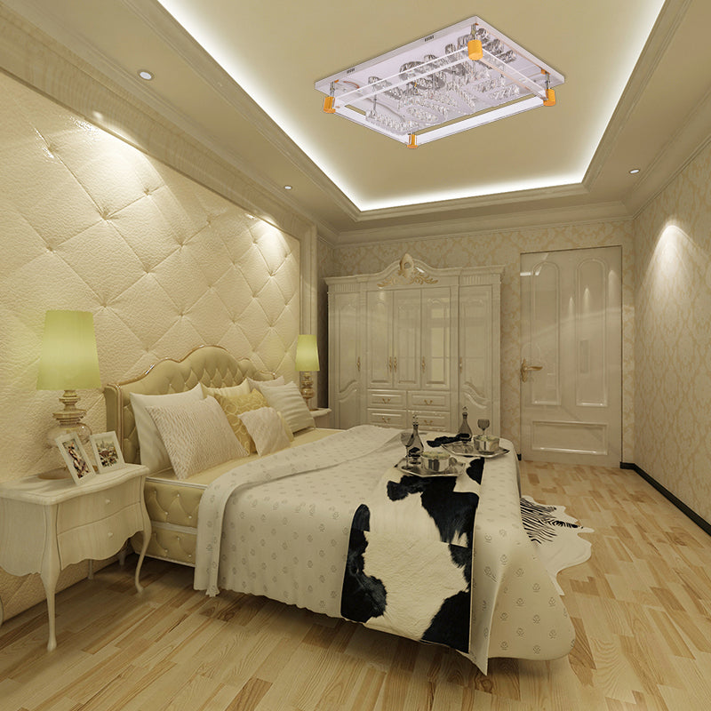 Crystal Rectangle Ceiling Mount Light with Love Pattern Contemporary Style LED Ceiling Lamp in Clear Clear Clearhalo 'Ceiling Lights' 'Close To Ceiling Lights' 'Close to ceiling' 'Flush mount' Lighting' 152217