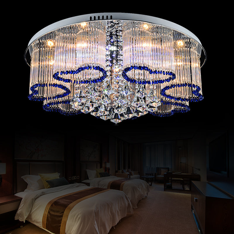 Bedroom Loving Heart Ceiling Mount Light Crystal Modern Style 3/5 Lights Blue Ceiling Lamp 7 Blue Clearhalo 'Ceiling Lights' 'Close To Ceiling Lights' 'Close to ceiling' 'Flush mount' Lighting' 152250