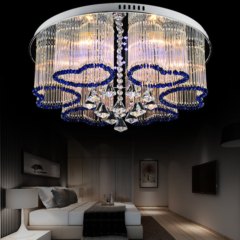 Bedroom Loving Heart Ceiling Mount Light Crystal Modern Style 3/5 Lights Blue Ceiling Lamp 6 Blue Clearhalo 'Ceiling Lights' 'Close To Ceiling Lights' 'Close to ceiling' 'Flush mount' Lighting' 152255