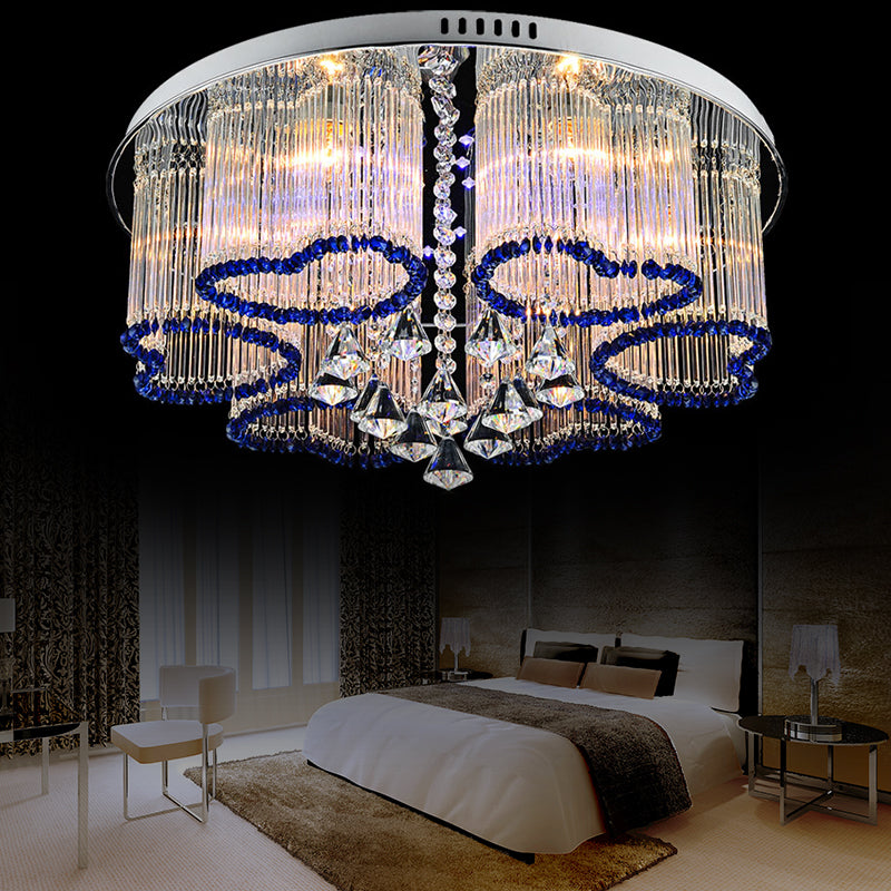 Bedroom Loving Heart Ceiling Mount Light Crystal Modern Style 3/5 Lights Blue Ceiling Lamp Clearhalo 'Ceiling Lights' 'Close To Ceiling Lights' 'Close to ceiling' 'Flush mount' Lighting' 152256