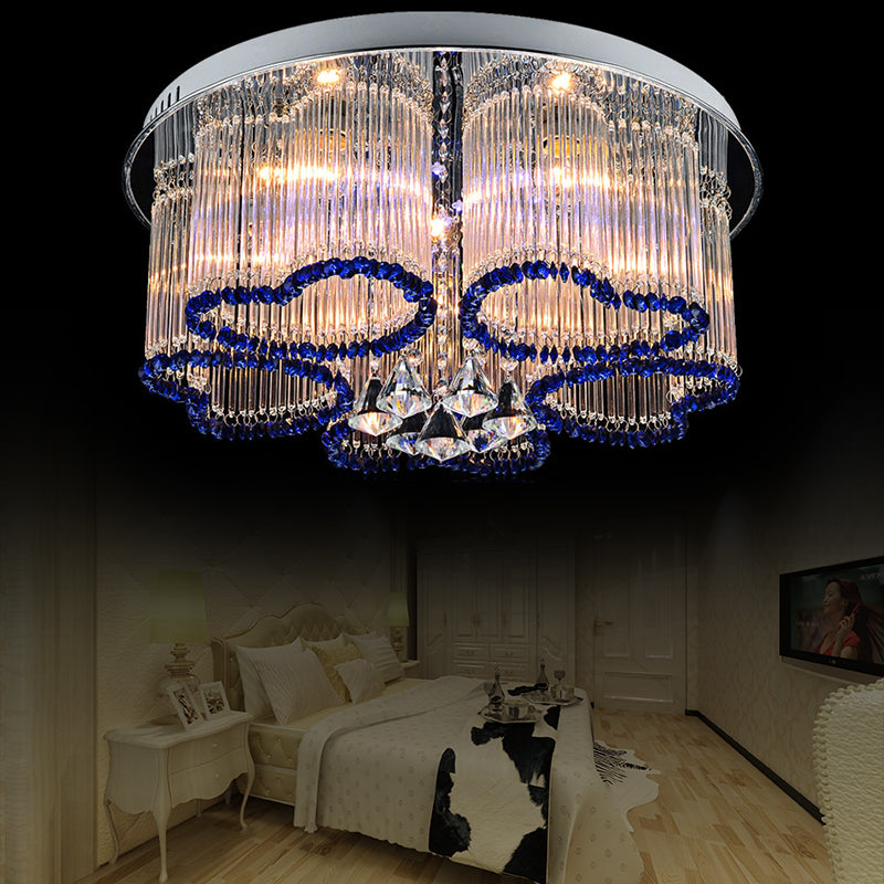 Bedroom Loving Heart Ceiling Mount Light Crystal Modern Style 3/5 Lights Blue Ceiling Lamp 5 Blue Clearhalo 'Ceiling Lights' 'Close To Ceiling Lights' 'Close to ceiling' 'Flush mount' Lighting' 152259