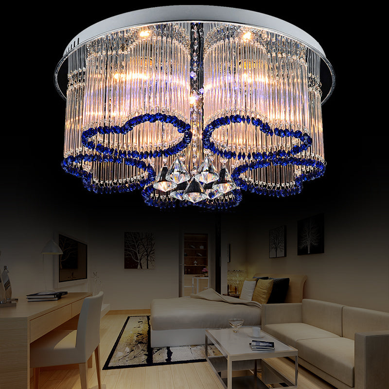 Bedroom Loving Heart Ceiling Mount Light Crystal Modern Style 3/5 Lights Blue Ceiling Lamp Clearhalo 'Ceiling Lights' 'Close To Ceiling Lights' 'Close to ceiling' 'Flush mount' Lighting' 152260