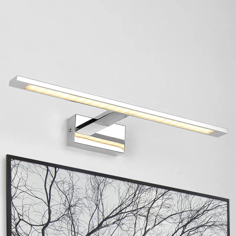 19"/23" W LED Bathroom Vanity Lighting with Rectangle Acrylic Shade Sconce Wall Light in Nickel, Warm/White Light Clearhalo 'Cast Iron' 'Glass' 'Industrial' 'Modern wall lights' 'Modern' 'Tiffany' 'Traditional wall lights' 'Vanity Lights' 'Wall Lights' Lighting' 1522761