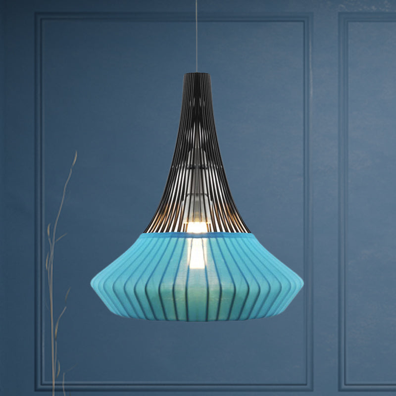 Cone Shade Pendant Light Modern Style Fabric 1 Light Black/Pink/Blue Hanging Light for Living Room Clearhalo 'Ceiling Lights' 'Modern Pendants' 'Modern' 'Pendant Lights' 'Pendants' Lighting' 1522776