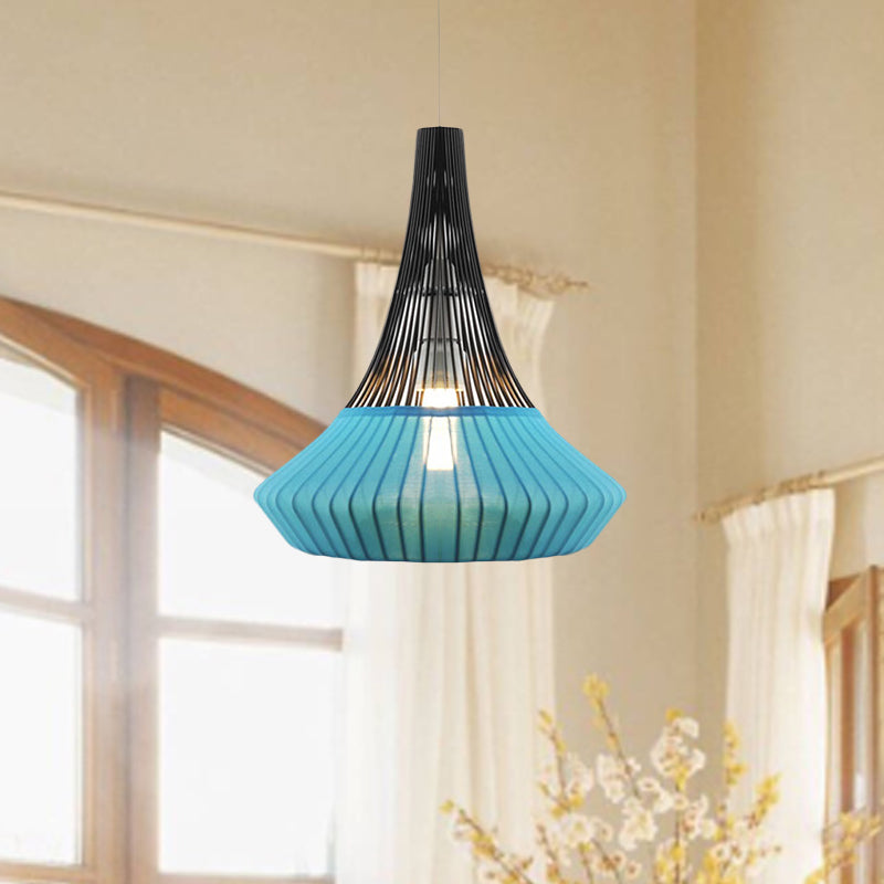 Cone Shade Pendant Light Modern Style Fabric 1 Light Black/Pink/Blue Hanging Light for Living Room Clearhalo 'Ceiling Lights' 'Modern Pendants' 'Modern' 'Pendant Lights' 'Pendants' Lighting' 1522777