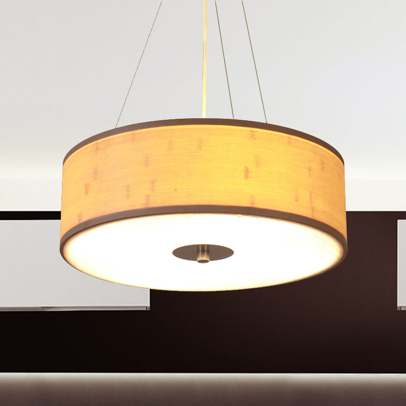 Bamboo Hand-Worked Pendant Light with Drum Shade Modern Style 5-Light Wood Ceiling Lamp Clearhalo 'Ceiling Lights' 'Modern Pendants' 'Modern' 'Pendant Lights' 'Pendants' Lighting' 1522782