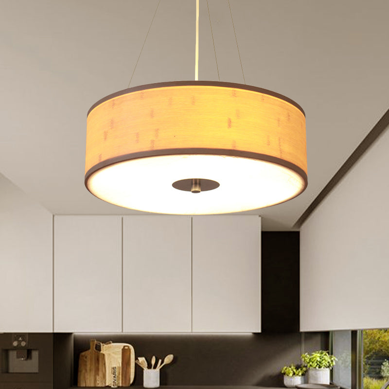 Bamboo Hand-Worked Pendant Light with Drum Shade Modern Style 5-Light Wood Ceiling Lamp Clearhalo 'Ceiling Lights' 'Modern Pendants' 'Modern' 'Pendant Lights' 'Pendants' Lighting' 1522783