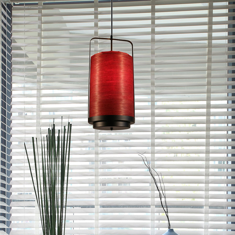 Cylindrical Pendant Lamp Modern Fabric 1 Light White/Red/Green Hanging Light Fixture for Dining Room Clearhalo 'Ceiling Lights' 'Modern Pendants' 'Modern' 'Pendant Lights' 'Pendants' Lighting' 1522807