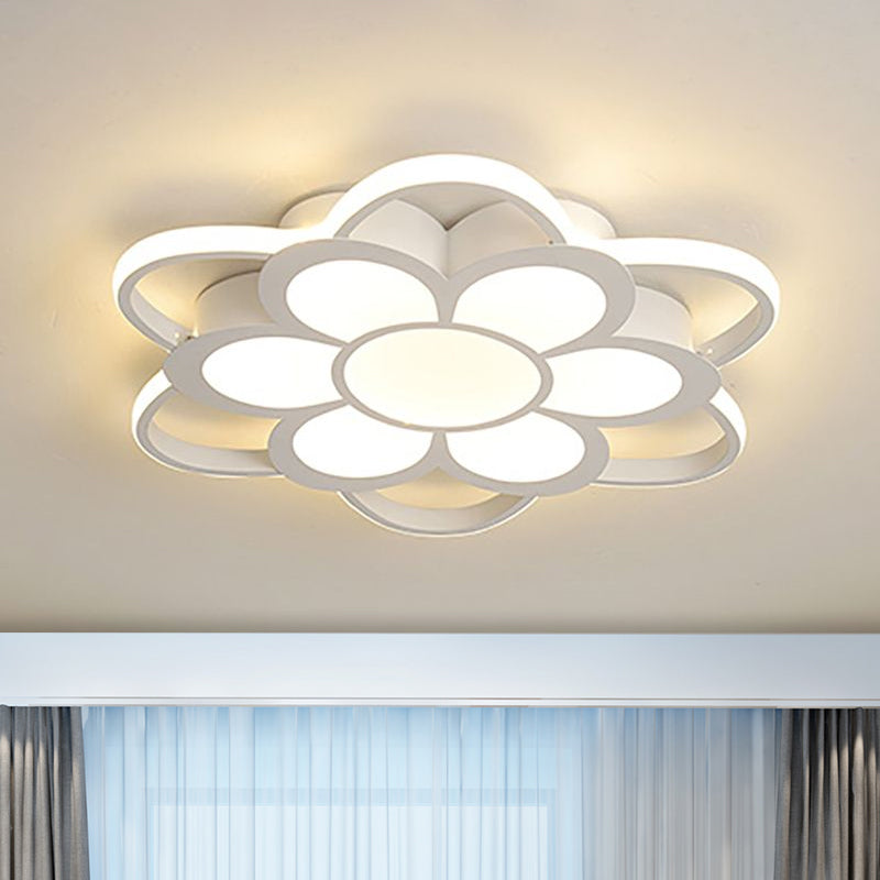 White Flower Flush Mount Fixture Contemporary Metal LED Ceiling Light for Living Room in Warm/White, 20.5"/27"/31.5" Dia Clearhalo 'Ceiling Lights' 'Close To Ceiling Lights' 'Close to ceiling' 'Flush mount' Lighting' 1522879