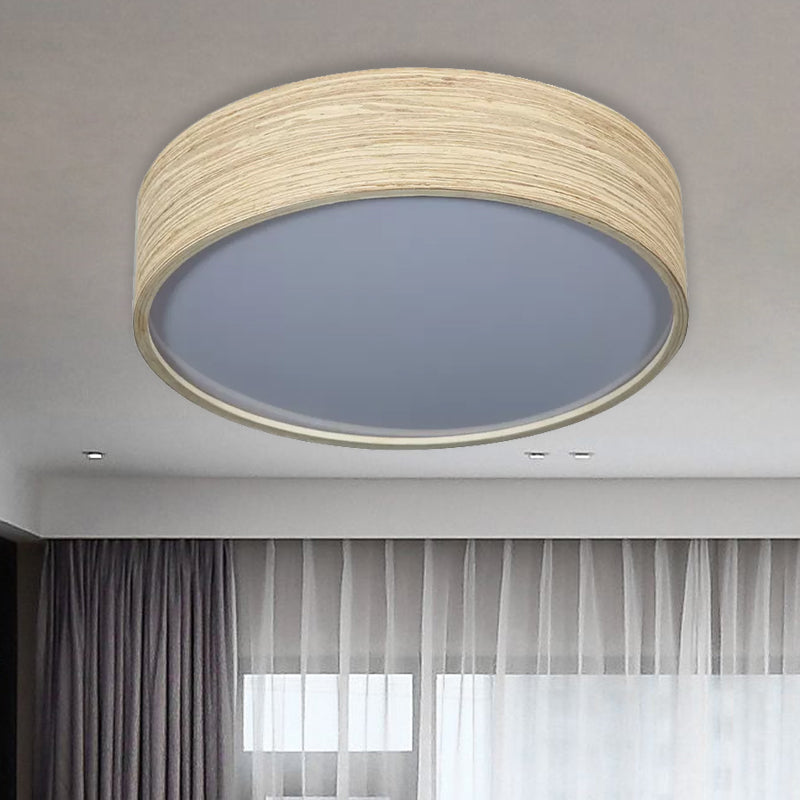 LED Dining Room Flushmount Lighting with Round Bamboo Shade Modern Wood Ceiling Lamp in Warm/White Light, 10"/14" W Clearhalo 'Ceiling Lights' 'Close To Ceiling Lights' 'Close to ceiling' 'Flush mount' Lighting' 1522963