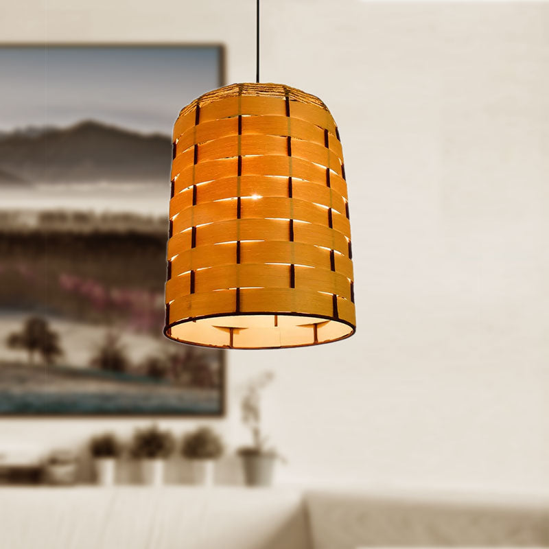 10"/12" Wide Dome Pendant Light Contemporary Wooden 1 Light Restaurant Hanging Lamp in Beige Clearhalo 'Ceiling Lights' 'Modern Pendants' 'Modern' 'Pendant Lights' 'Pendants' Lighting' 1522983