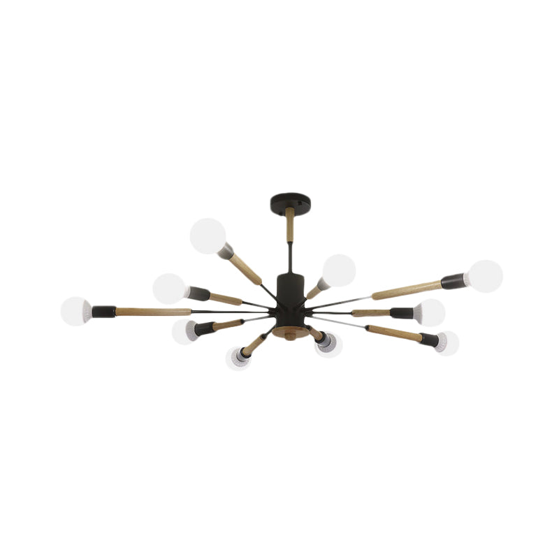 Black/Green/Grey/White Sky Bang Pendant Lighting Nordic Style Wooden Chandelier for Living Room Foyer Clearhalo 'Ceiling Lights' 'Chandeliers' 'Modern Chandeliers' 'Modern' Lighting' 1523188