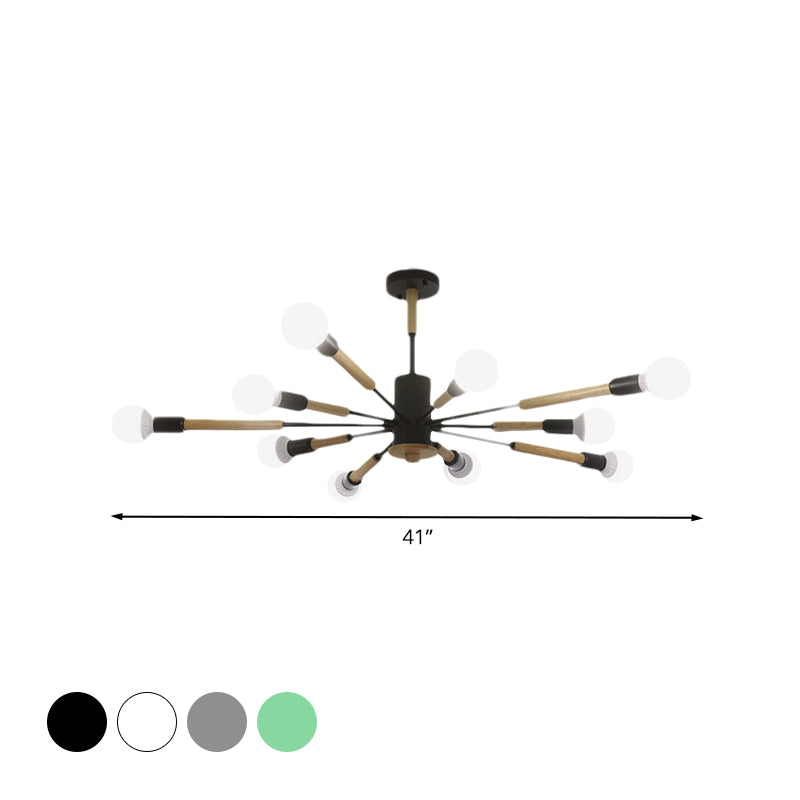 Black/Green/Grey/White Sky Bang Pendant Lighting Nordic Style Wooden Chandelier for Living Room Foyer Clearhalo 'Ceiling Lights' 'Chandeliers' 'Modern Chandeliers' 'Modern' Lighting' 1523189