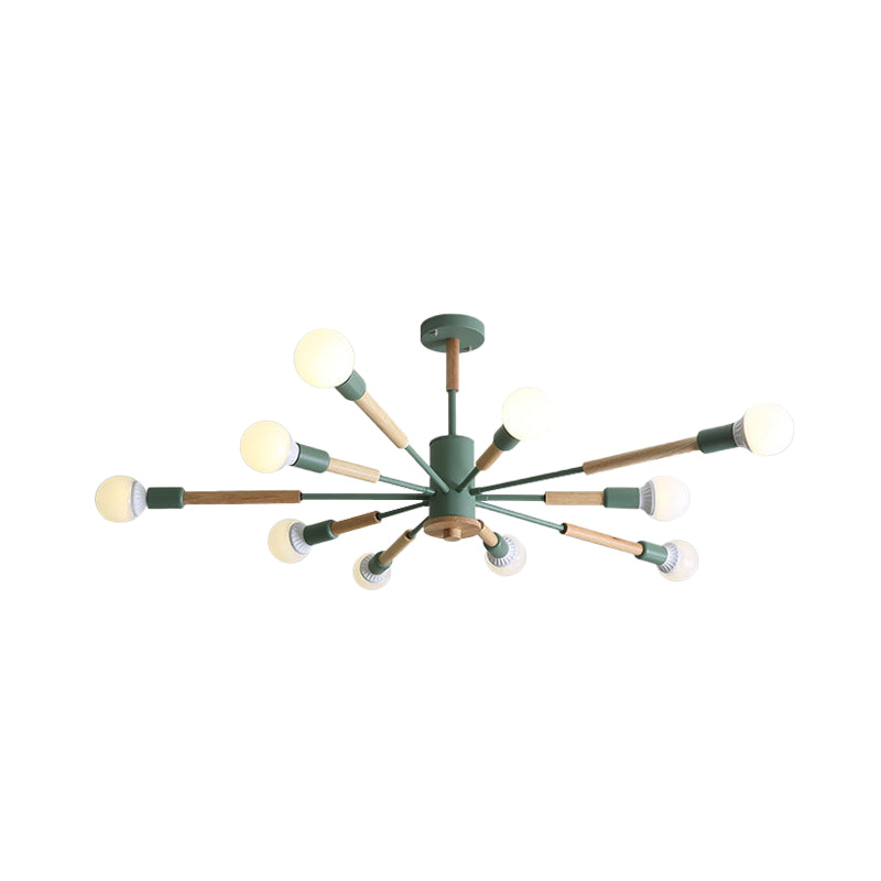 Black/Green/Grey/White Sky Bang Pendant Lighting Nordic Style Wooden Chandelier for Living Room Foyer Clearhalo 'Ceiling Lights' 'Chandeliers' 'Modern Chandeliers' 'Modern' Lighting' 1523198