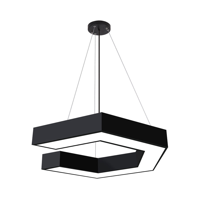 Geometric Pendant Lighting Modern Metal Led Black Hanging Ceiling Lamp for Office, 19.5"/23.5"/31.5" Wide Clearhalo 'Ceiling Lights' 'Modern Pendants' 'Modern' 'Pendant Lights' 'Pendants' Lighting' 1523203