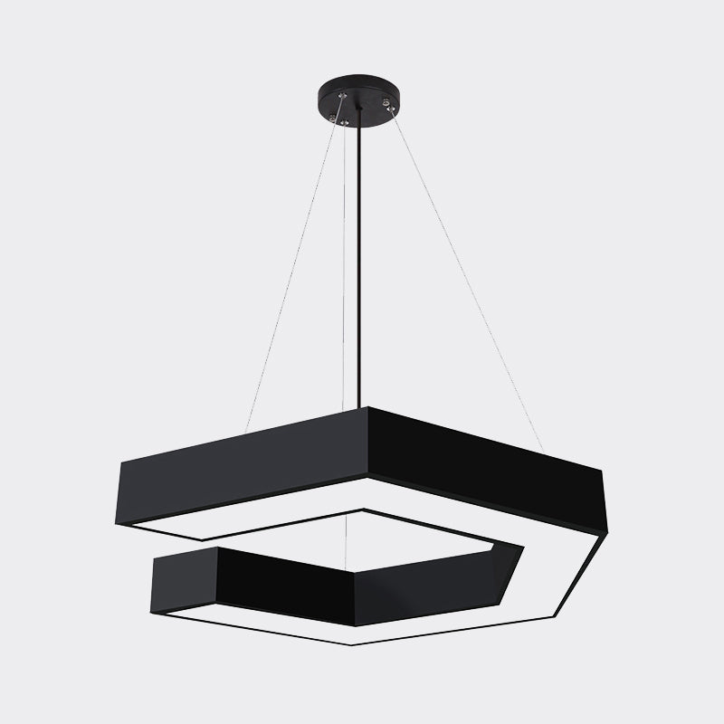 Geometric Pendant Lighting Modern Metal Led Black Hanging Ceiling Lamp for Office, 19.5"/23.5"/31.5" Wide Clearhalo 'Ceiling Lights' 'Modern Pendants' 'Modern' 'Pendant Lights' 'Pendants' Lighting' 1523204