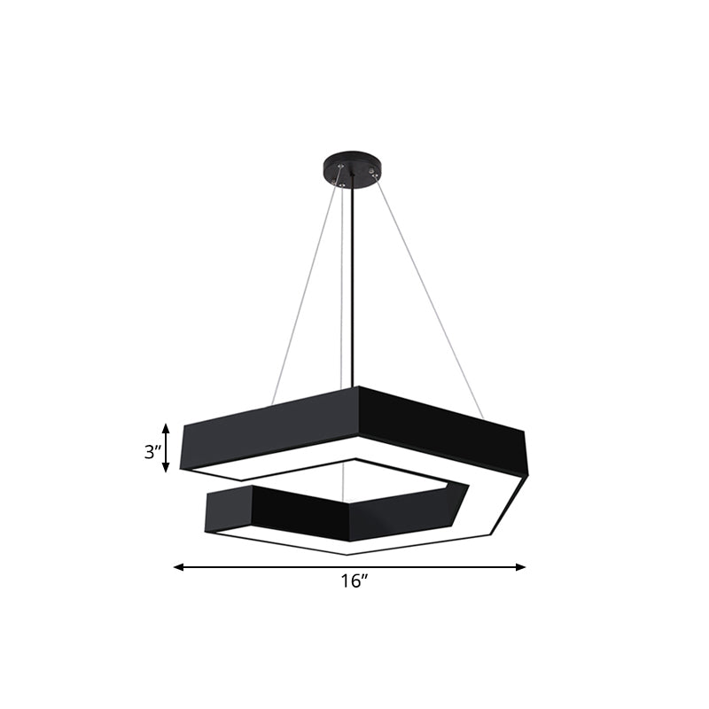 Geometric Pendant Lighting Modern Metal Led Black Hanging Ceiling Lamp for Office, 19.5"/23.5"/31.5" Wide Clearhalo 'Ceiling Lights' 'Modern Pendants' 'Modern' 'Pendant Lights' 'Pendants' Lighting' 1523205