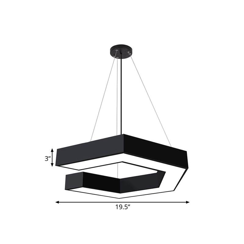 Geometric Pendant Lighting Modern Metal Led Black Hanging Ceiling Lamp for Office, 19.5"/23.5"/31.5" Wide Clearhalo 'Ceiling Lights' 'Modern Pendants' 'Modern' 'Pendant Lights' 'Pendants' Lighting' 1523206