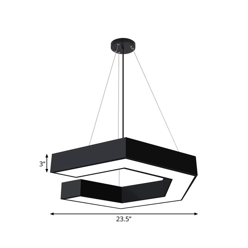 Geometric Pendant Lighting Modern Metal Led Black Hanging Ceiling Lamp for Office, 19.5"/23.5"/31.5" Wide Clearhalo 'Ceiling Lights' 'Modern Pendants' 'Modern' 'Pendant Lights' 'Pendants' Lighting' 1523207