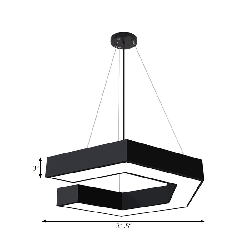 Geometric Pendant Lighting Modern Metal Led Black Hanging Ceiling Lamp for Office, 19.5"/23.5"/31.5" Wide Clearhalo 'Ceiling Lights' 'Modern Pendants' 'Modern' 'Pendant Lights' 'Pendants' Lighting' 1523208