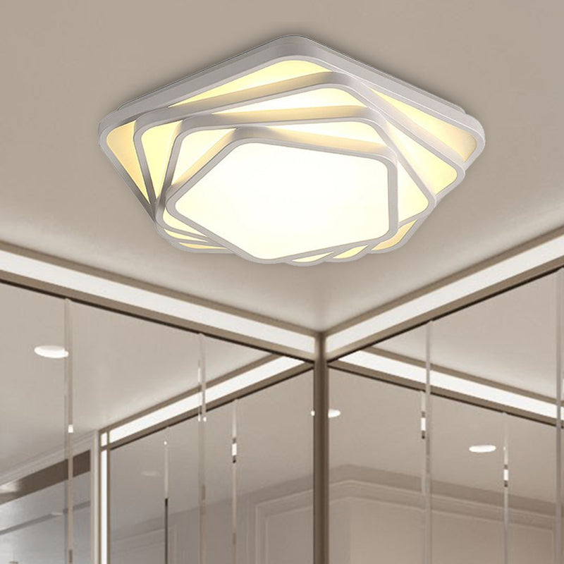 Pentagon Flush Ceiling Light Contemporary Metal LED White Bedroom Ceiling Mounted Light in Warm/White with Acrylic Diffuser Clearhalo 'Ceiling Lights' 'Close To Ceiling Lights' 'Close to ceiling' 'Flush mount' Lighting' 1523232