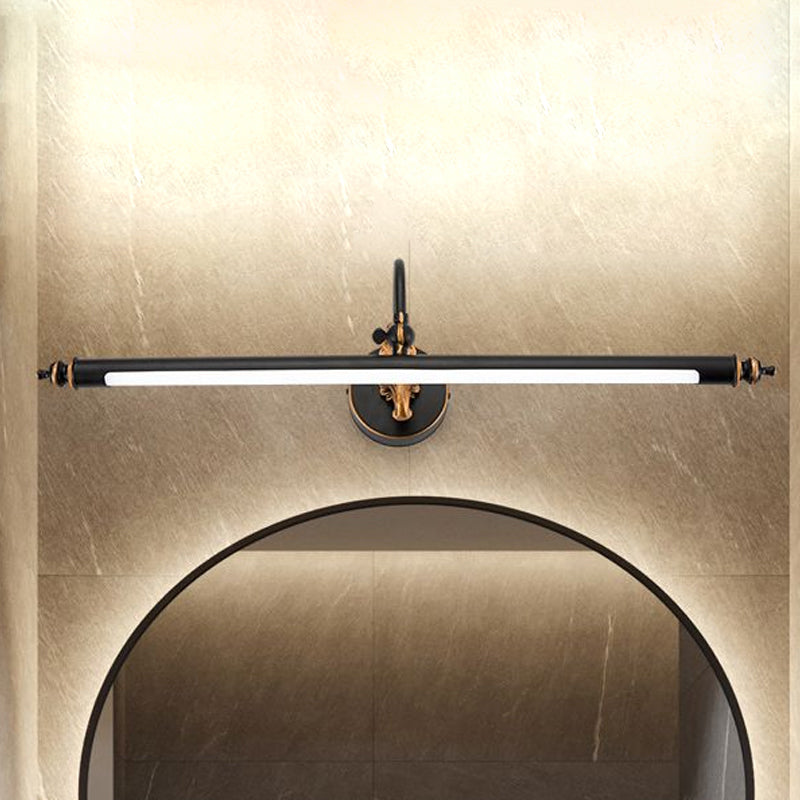 Black Tubular Vanity Lighting Modernist 19"/25" W LED Metal Wall Sconce Light in Warm/White Light for Bathroom Clearhalo 'Cast Iron' 'Glass' 'Industrial' 'Modern wall lights' 'Modern' 'Tiffany' 'Traditional wall lights' 'Vanity Lights' 'Wall Lights' Lighting' 1523274