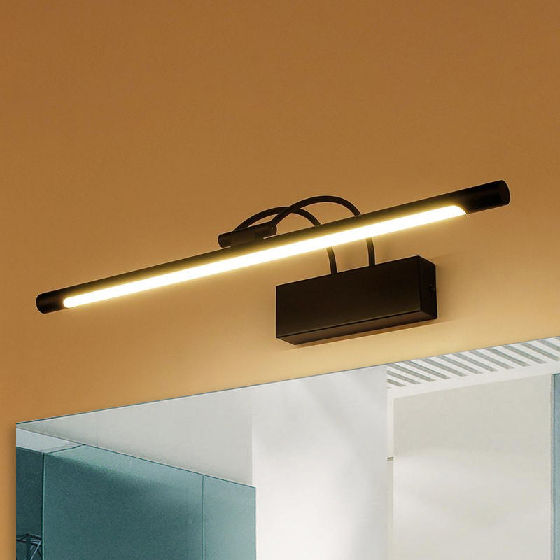 Tubular Wall Light Modern Style Metal LED Black Finish Vanity Sconce Light in Warm/White Light, 18"/21.5" W Clearhalo 'Cast Iron' 'Glass' 'Industrial' 'Modern wall lights' 'Modern' 'Tiffany' 'Traditional wall lights' 'Vanity Lights' 'Wall Lights' Lighting' 1523279