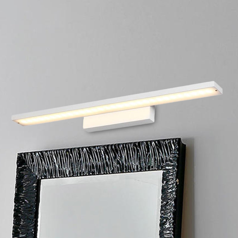 Black/White Slim Vanity Lamp with Rectangular Shade Simplistic 16"/23.5" W LED Acrylic Wall Light Fixture over Mirror Clearhalo 'Cast Iron' 'Glass' 'Industrial' 'Modern wall lights' 'Modern' 'Tiffany' 'Traditional wall lights' 'Vanity Lights' 'Wall Lights' Lighting' 1523282