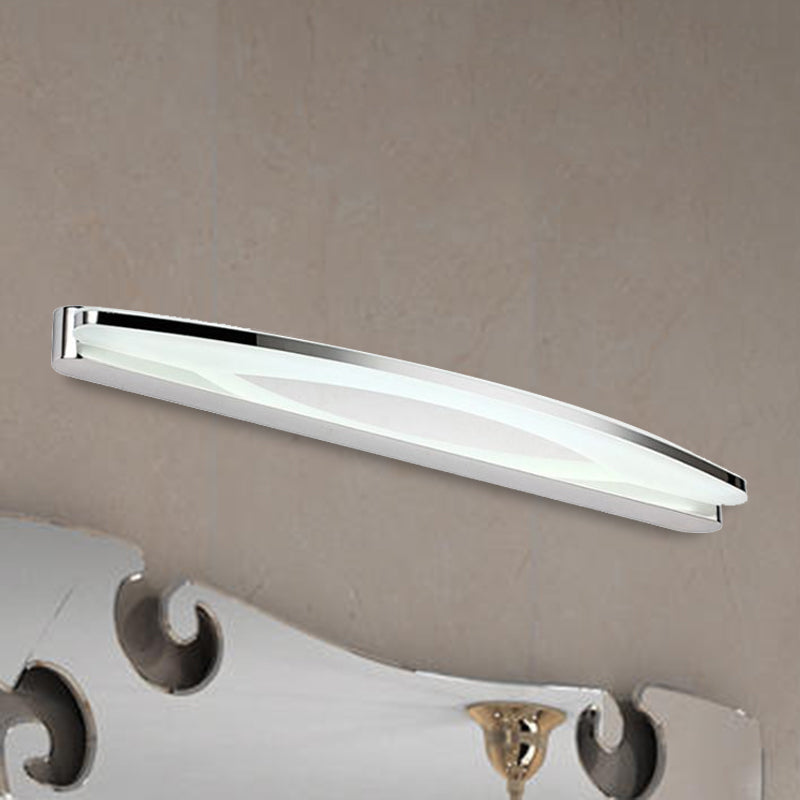 Modernism Slim Metal Vanity Lighting with Oval Shade 15"/21" Dia LED Wall Light Sconce in Chrome, Warm/White Light Clearhalo 'Modern wall lights' 'Modern' 'Vanity Lights' 'Wall Lights' Lighting' 1523287