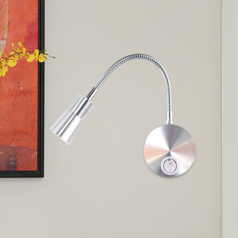 LED Corridor Reading Wall Light with Mini Metal Shade Warm/White Lighting Wall Sconce Lamp in Chrome Clearhalo 'Cast Iron' 'Glass' 'Industrial' 'Modern wall lights' 'Modern' 'Tiffany' 'Traditional wall lights' 'Wall Lamps & Sconces' 'Wall Lights' Lighting' 1523301