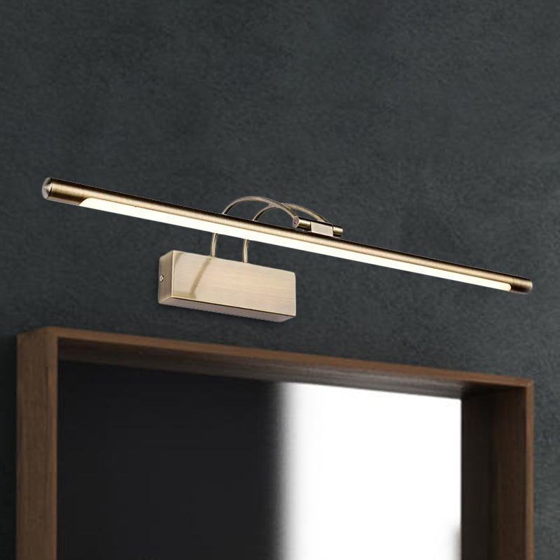 Simple Style Tube Vanity Wall Light Metal 18"/21.5" W LED Bathroom Wall Sconce in Nickel/Brushed Brass, Warm/White Lighting Clearhalo 'Cast Iron' 'Glass' 'Industrial' 'Modern wall lights' 'Modern' 'Tiffany' 'Traditional wall lights' 'Vanity Lights' 'Wall Lights' Lighting' 1523312