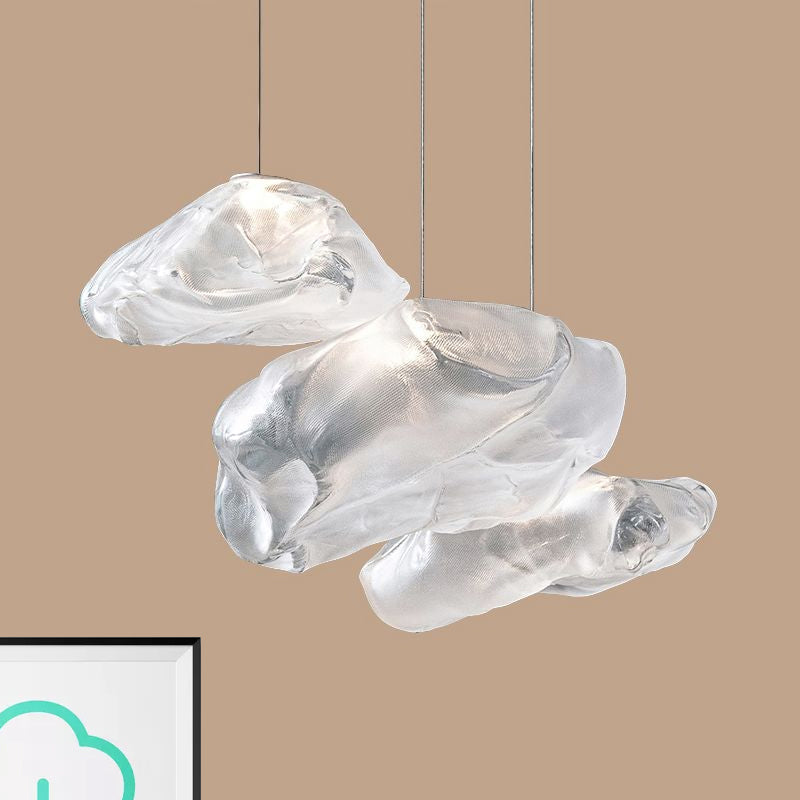 Cloud Shape Cluster Pendant Contemporary Clear Frosted Glass 3 Lights White Led Hanging Light Fixture Clearhalo 'Ceiling Lights' 'Glass shade' 'Glass' 'Modern Pendants' 'Modern' 'Pendant Lights' 'Pendants' Lighting' 1523358