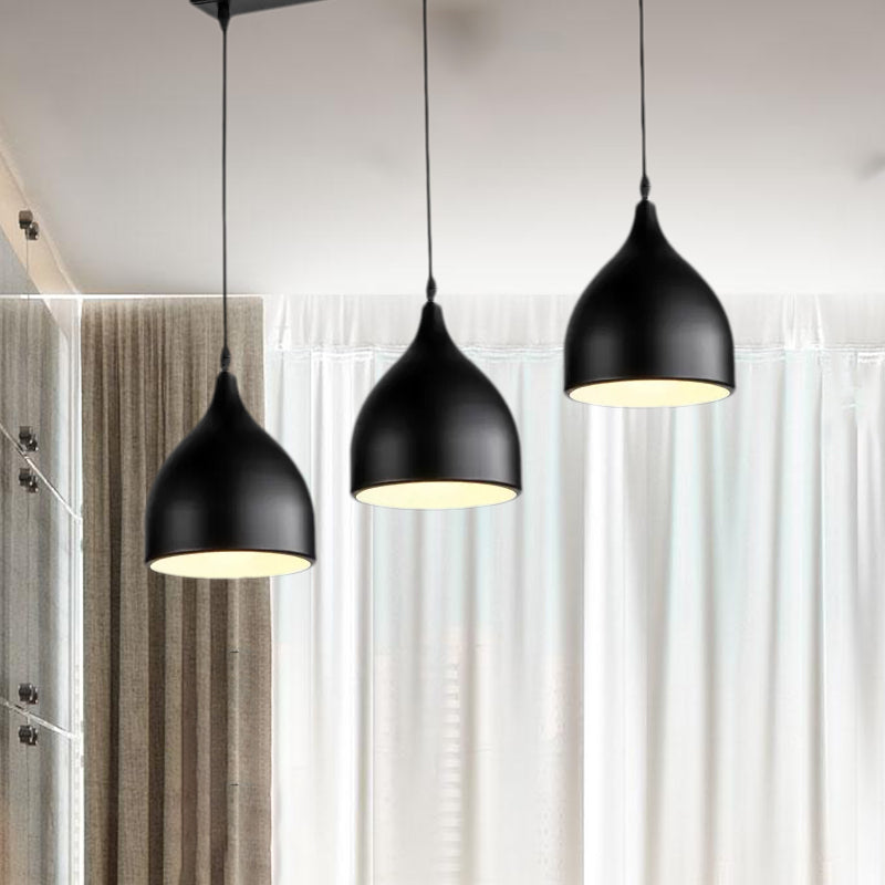 Bell Multi Light Pendant in Modern Style Metal 3 Lights Black/White Hanging Ceiling Light with Round/Linear Canopy Clearhalo 'Ceiling Lights' 'Modern Pendants' 'Modern' 'Pendant Lights' 'Pendants' Lighting' 1523359