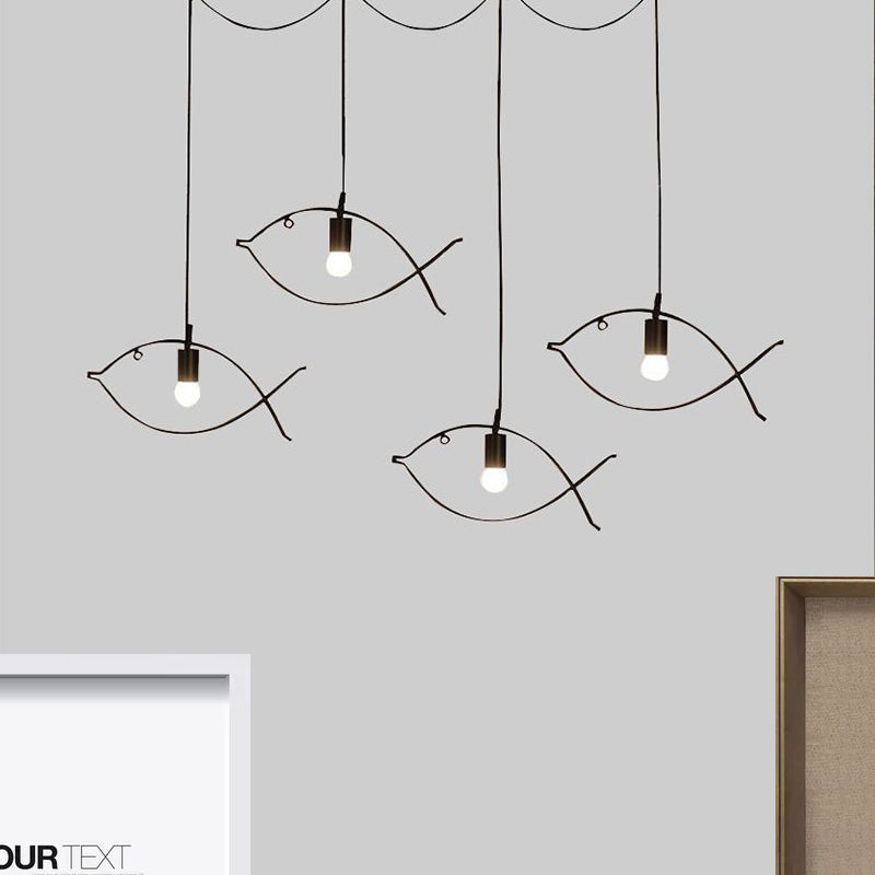 Fish Shape Metal Pendant Lighting Modern Creative 1 Light Black Ceiling Light for Dining Room Clearhalo 'Ceiling Lights' 'Modern Pendants' 'Modern' 'Pendant Lights' 'Pendants' Lighting' 1523363