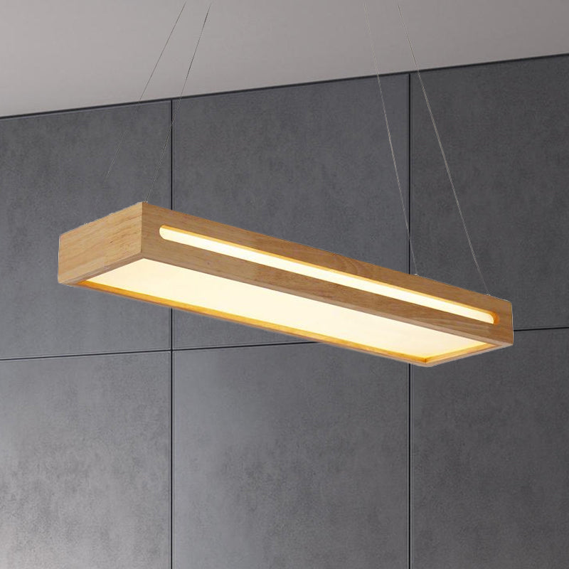 23.5" W Box LED Pendant Light Modern Wooden 1-Light Beige Ceiling Lamp with Diffuser in Warm/White/Natural Light Clearhalo 'Ceiling Lights' 'Pendant Lights' 'Pendants' Lighting' 1523370